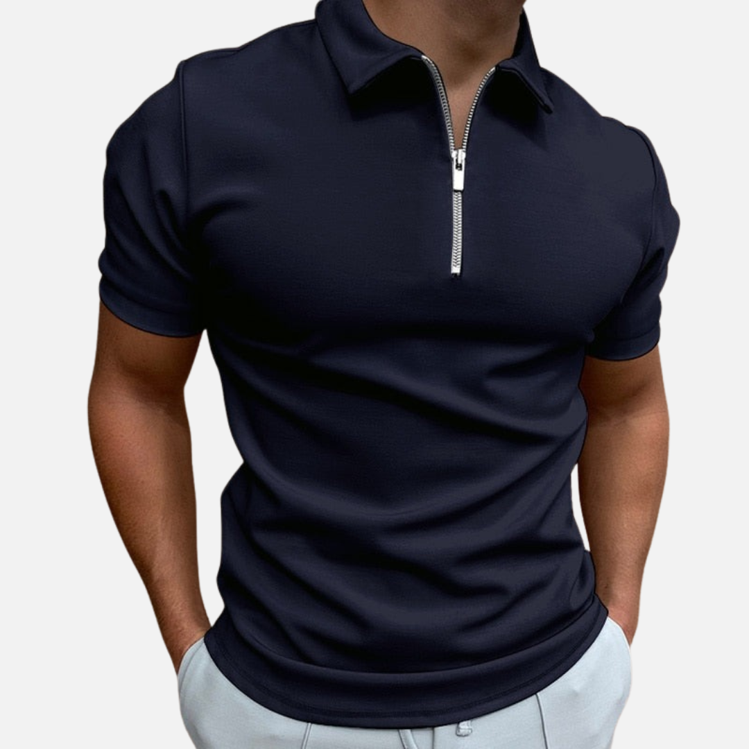 Men’s Short Sleeve Polo Half-Zipper