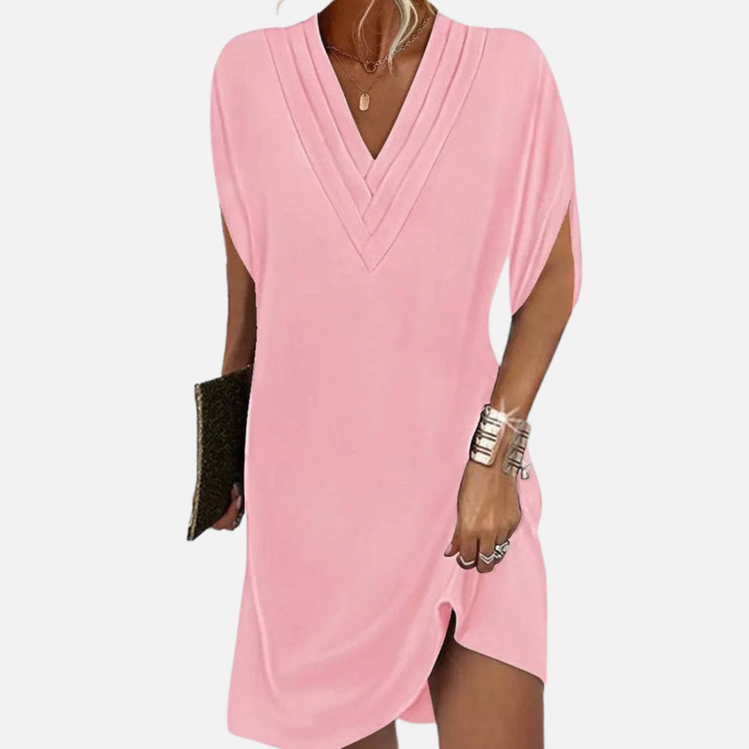 Women's V-Neck Dress - Elegant Midi Dress