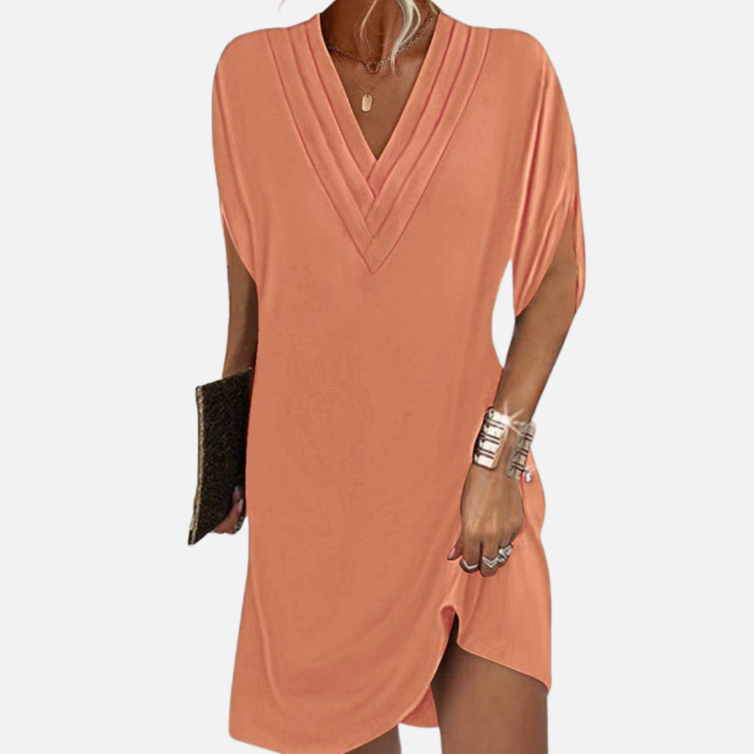 Women's V-Neck Dress - Elegant Midi Dress