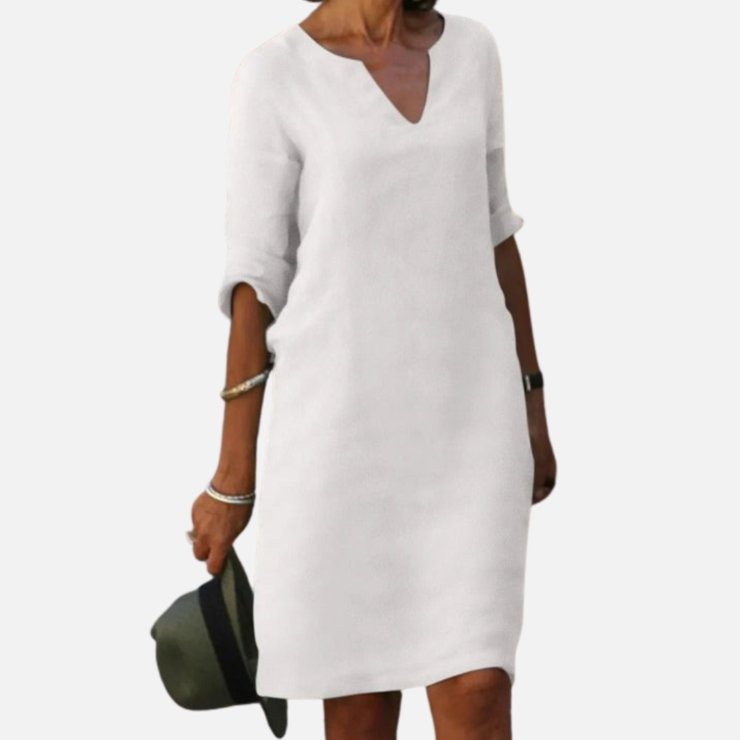 Women's Linen V-Neck Dress