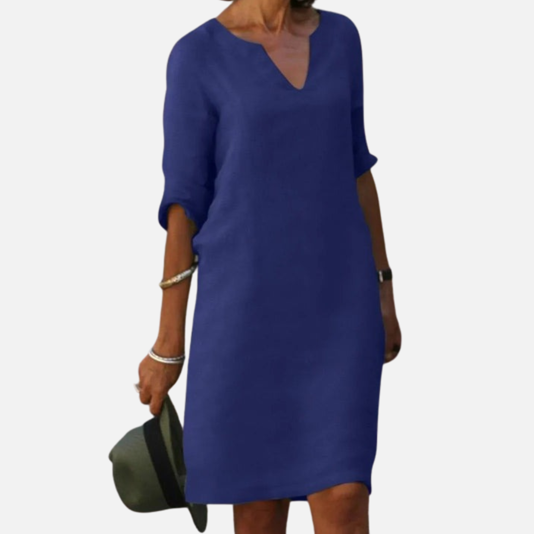 Women's Linen V-Neck Dress