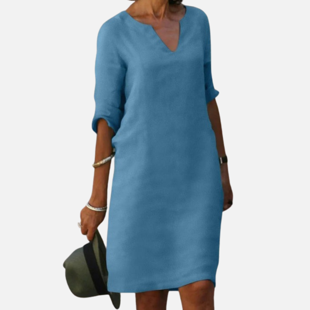 Women's Linen V-Neck Dress