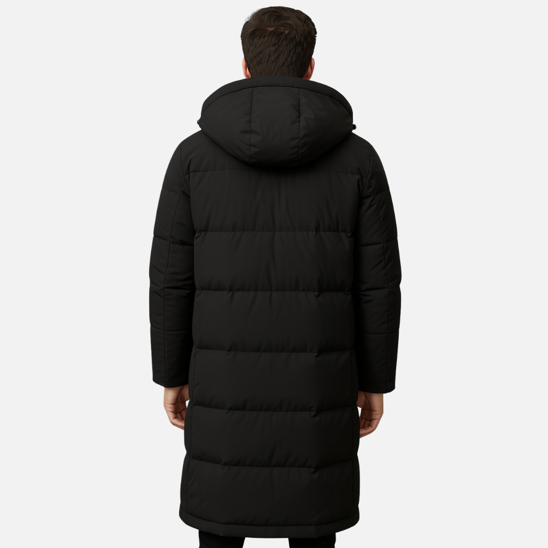 Men’s Long Puffer Coat – Waterproof Trench Coat Jacket