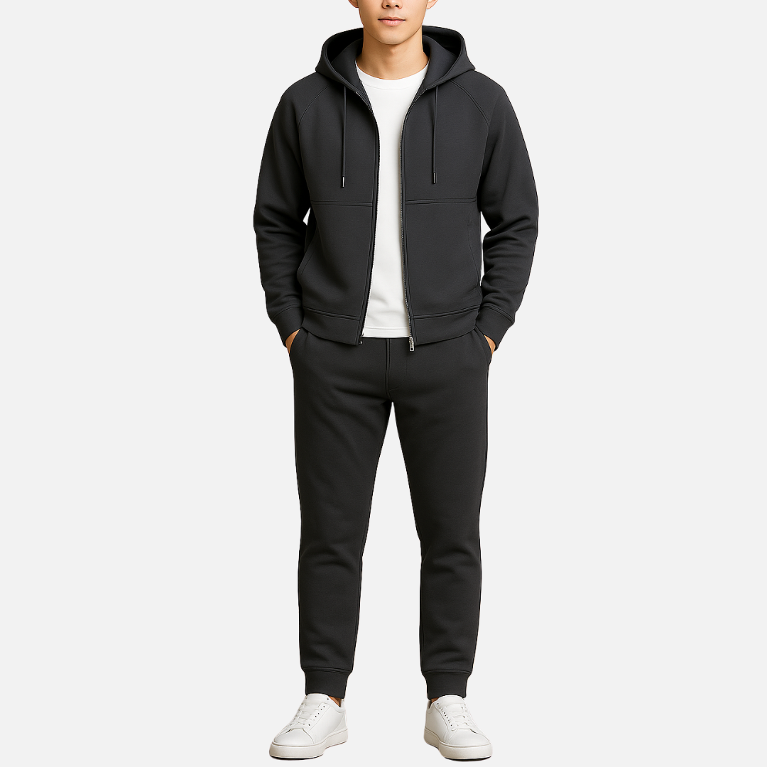 Men’s Luxury Zip-Up Tracksuit – 2-Piece Smart Casual Outfit