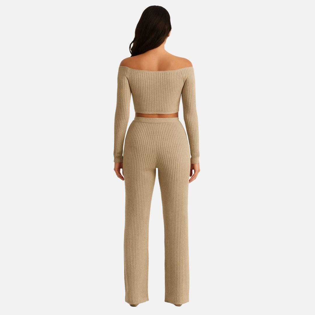 Women’s Loungewear Outfit Set - Cozy Knitted 2-Piece Set
