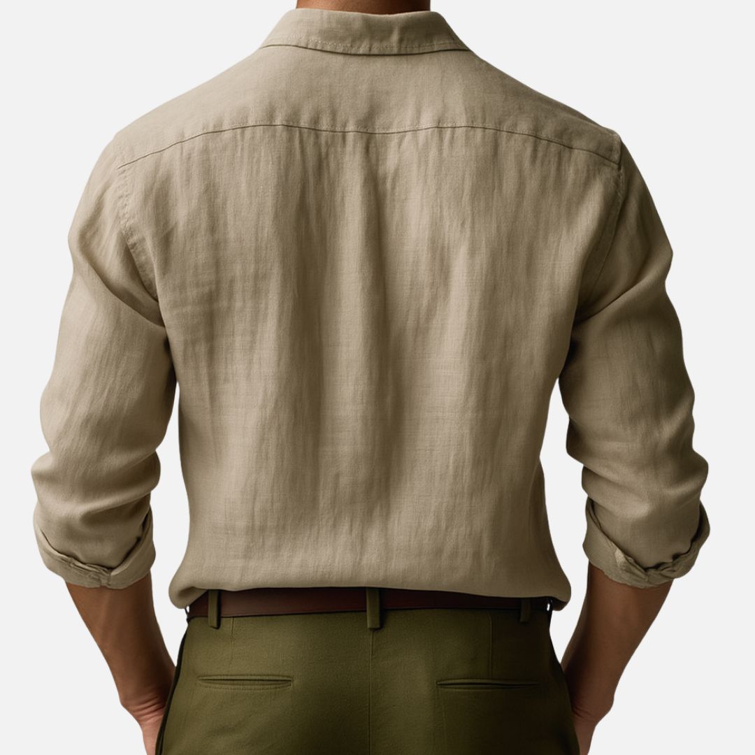 Men's Vintage Linen Blouse - Long Sleeve Blouse