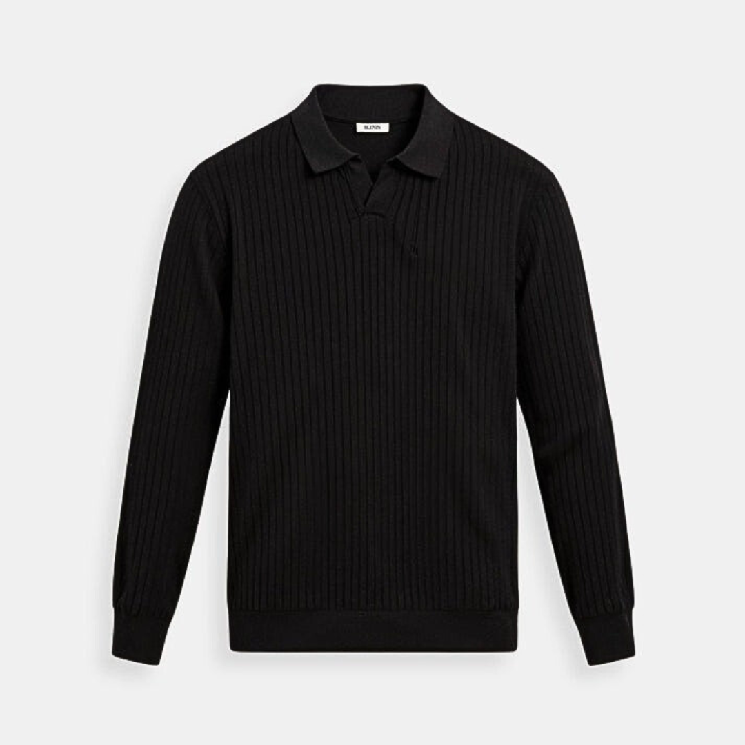 Men’s Long Sleeve Shirt - Striped Polo Shirt