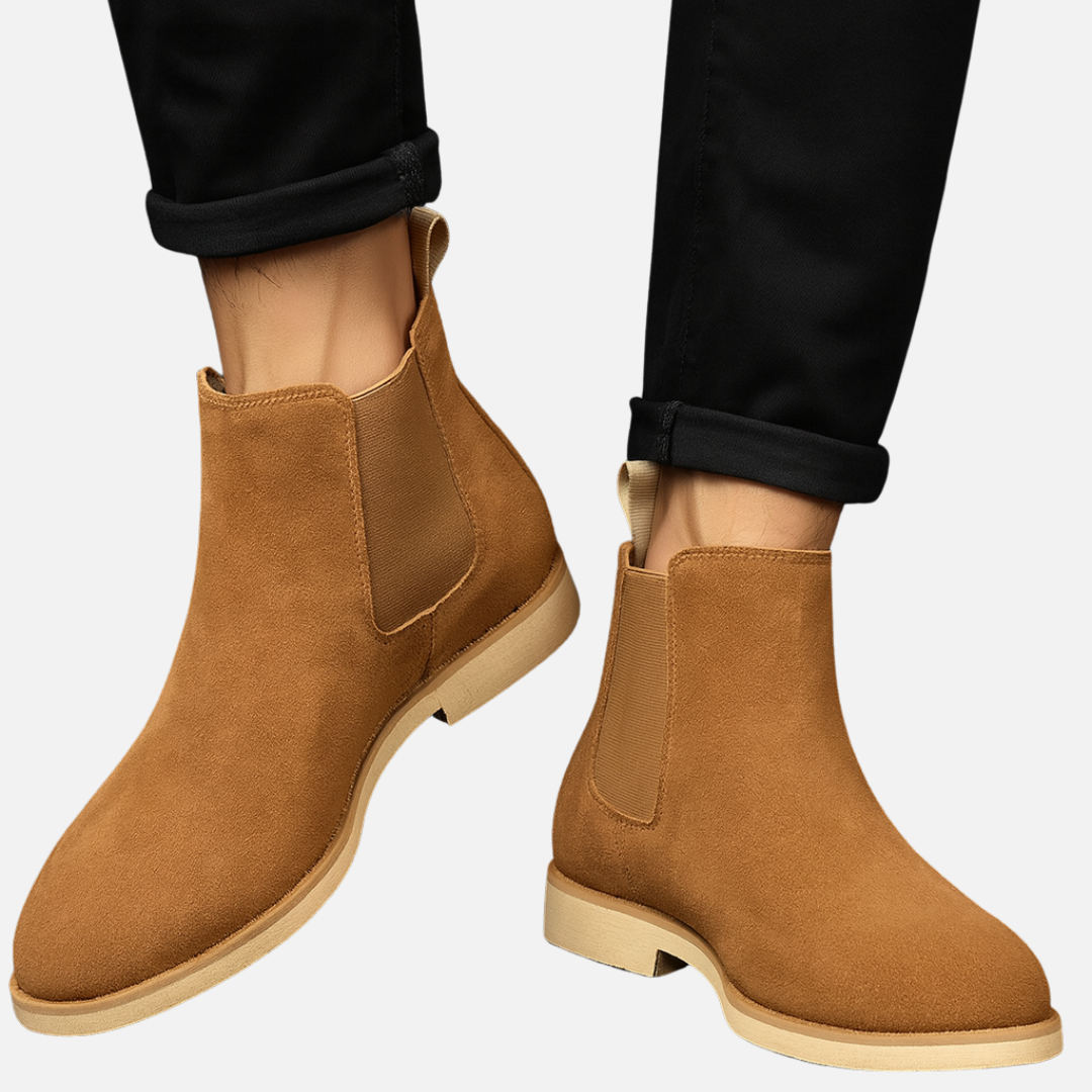 Men’s Suede Boots – Classic Ankle Boots with Chelsea Heel