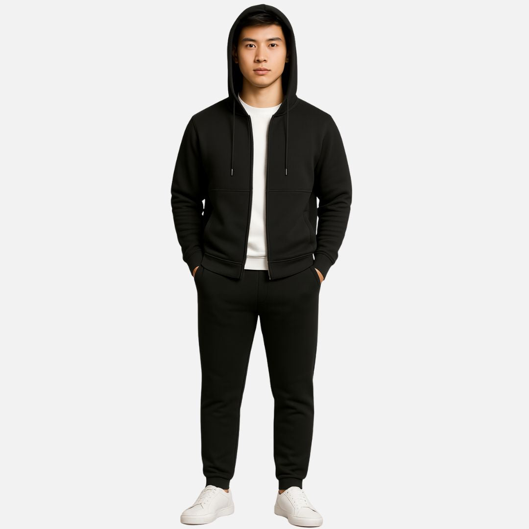 Men’s Luxury Zip-Up Tracksuit – 2-Piece Smart Casual Outfit