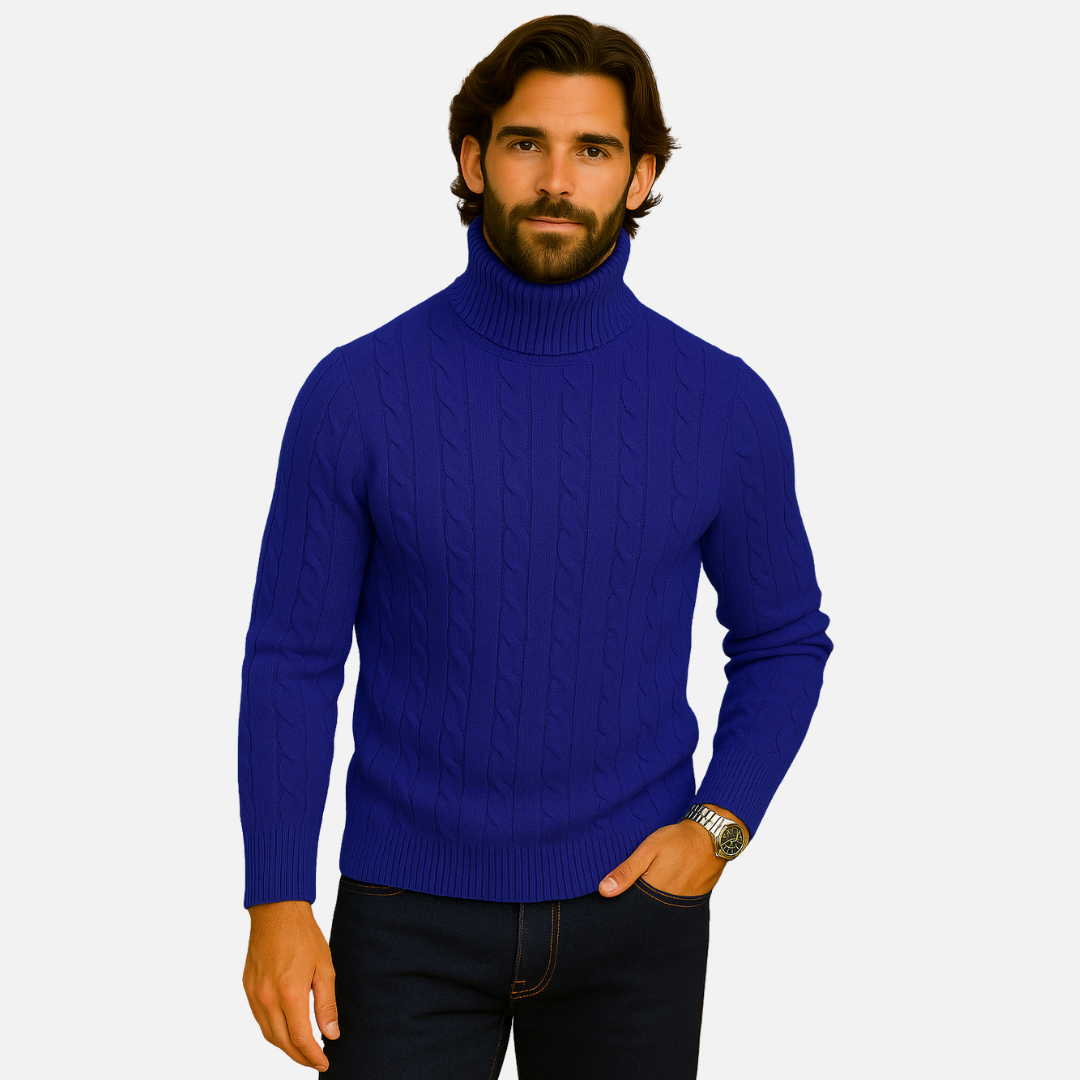 Men's Turtleneck Sweater - Knitted Wool Sweater