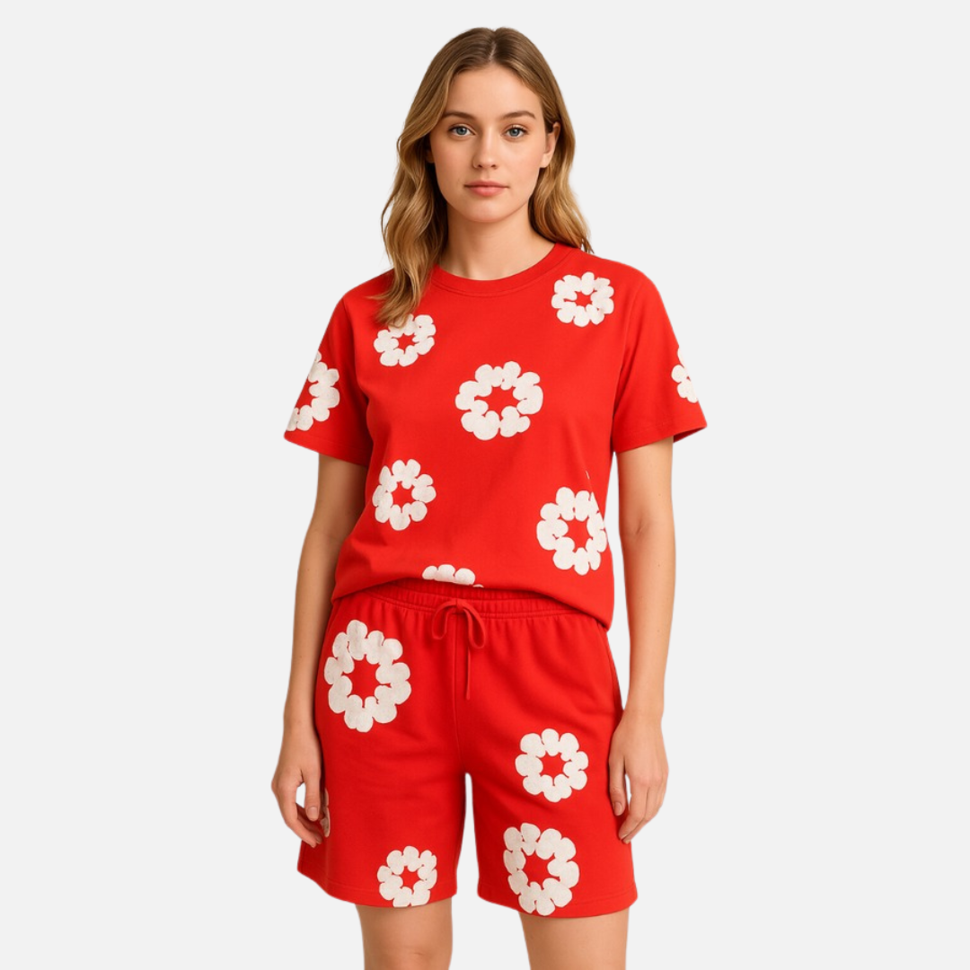 Unisex Floral Breathable T-Shirt & Shorts Outfit Set