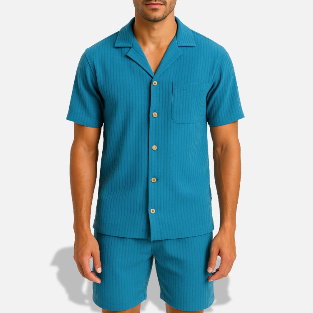 Linen Shirt & Shorts Set for Men – Breathable Summer Outfit