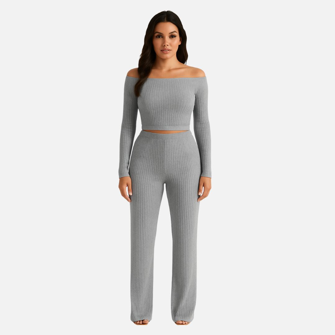 Women’s Loungewear Outfit Set - Cozy Knitted 2-Piece Set