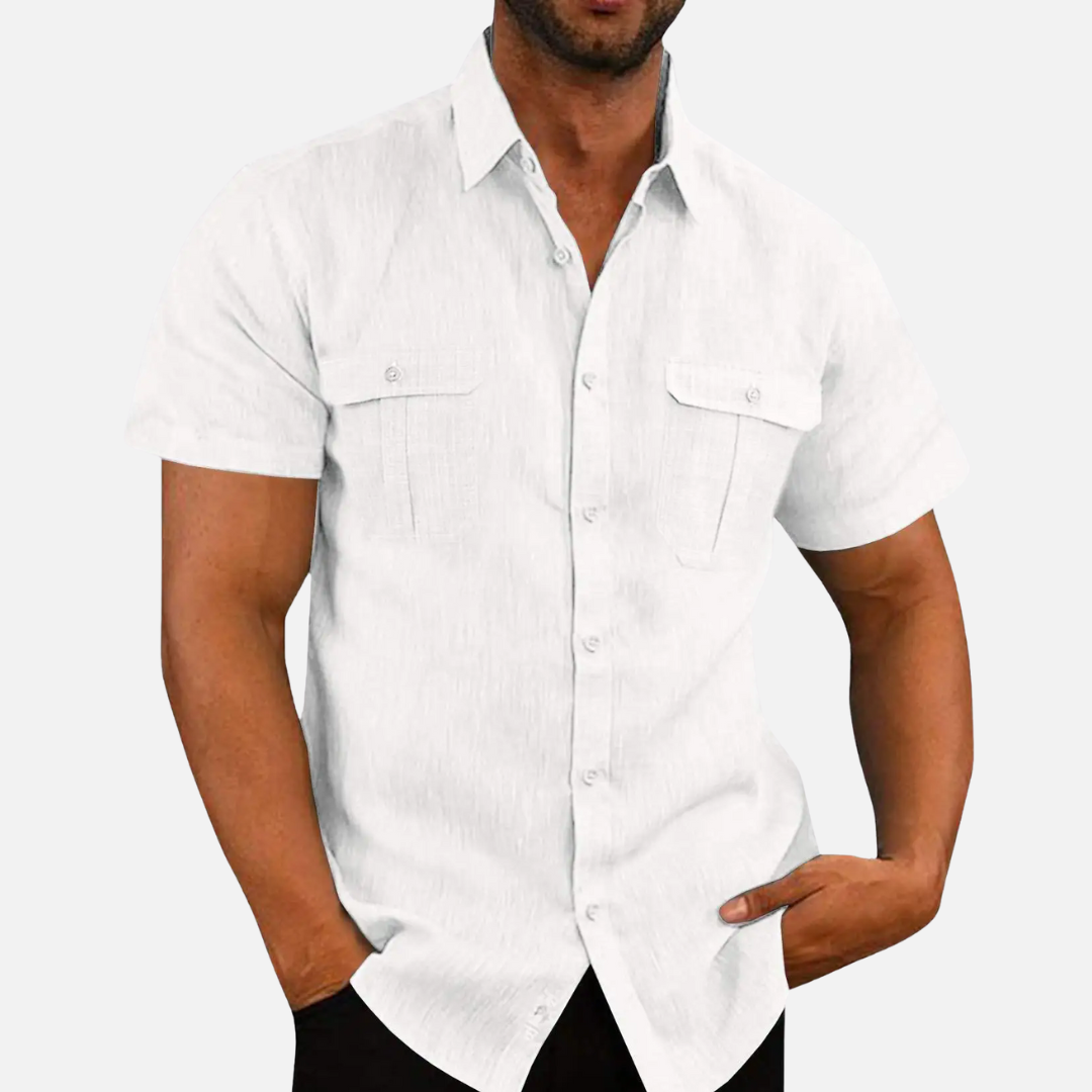 Men's Linen Short Sleeve Shirt - Breathable for the Summer