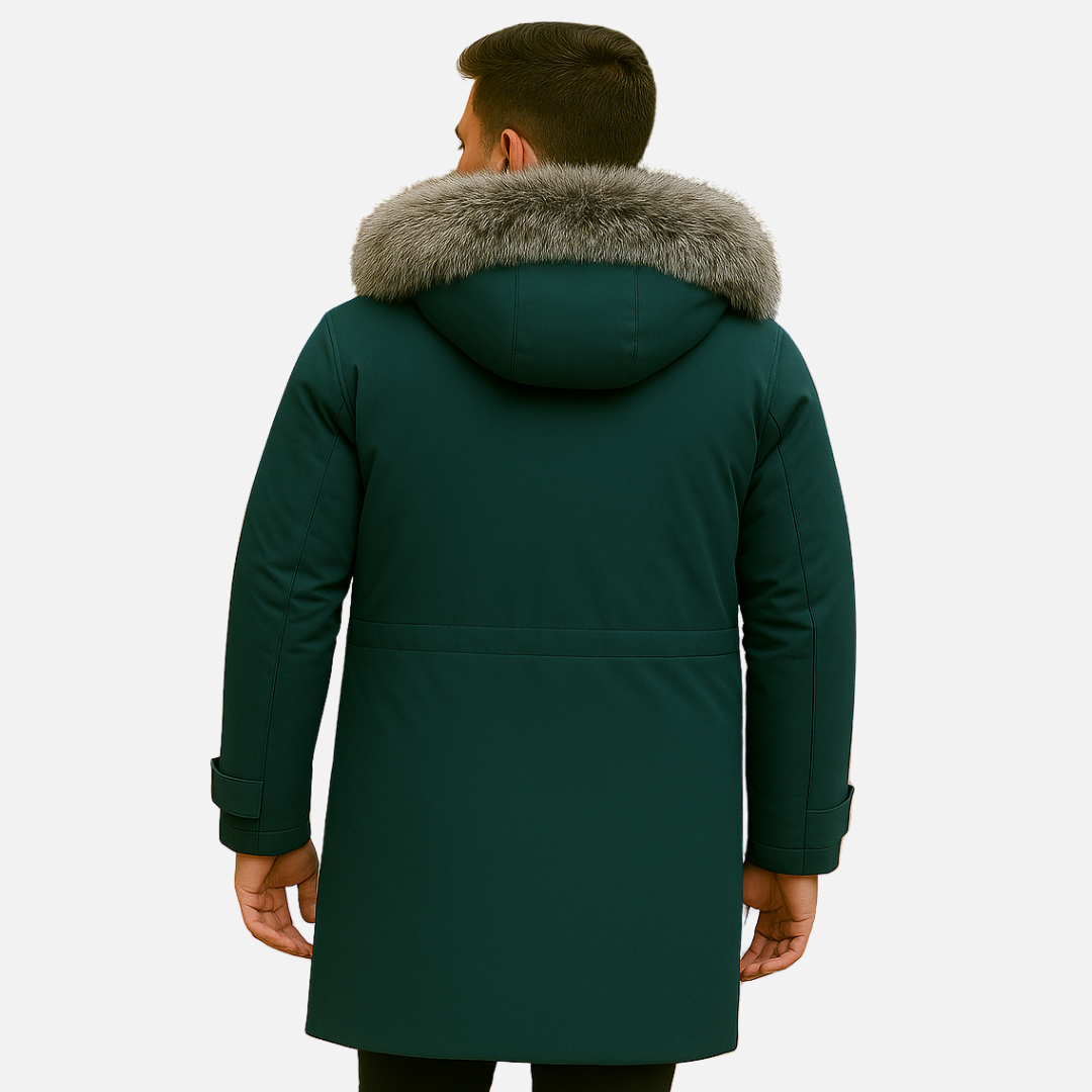 Men’s Winter Jacket with Hood and Faux Fur Collar – Warm Coat