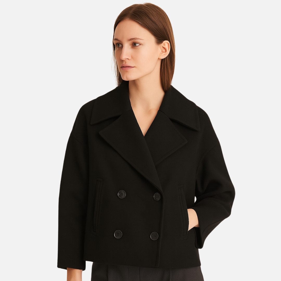 Women’s Tailored Coat - Casual Buttoned Jacket