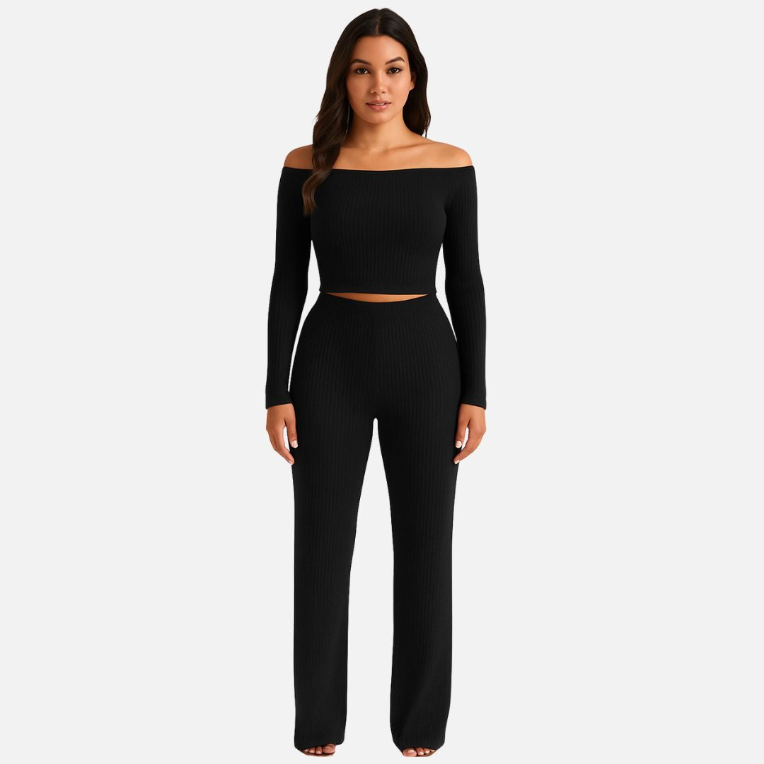 Women’s Loungewear Outfit Set - Cozy Knitted 2-Piece Set