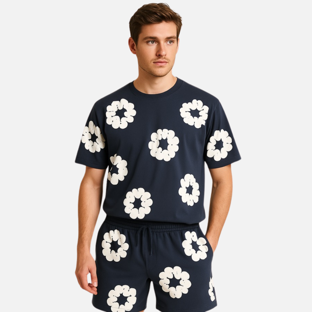 Unisex Floral Breathable T-Shirt & Shorts Outfit Set