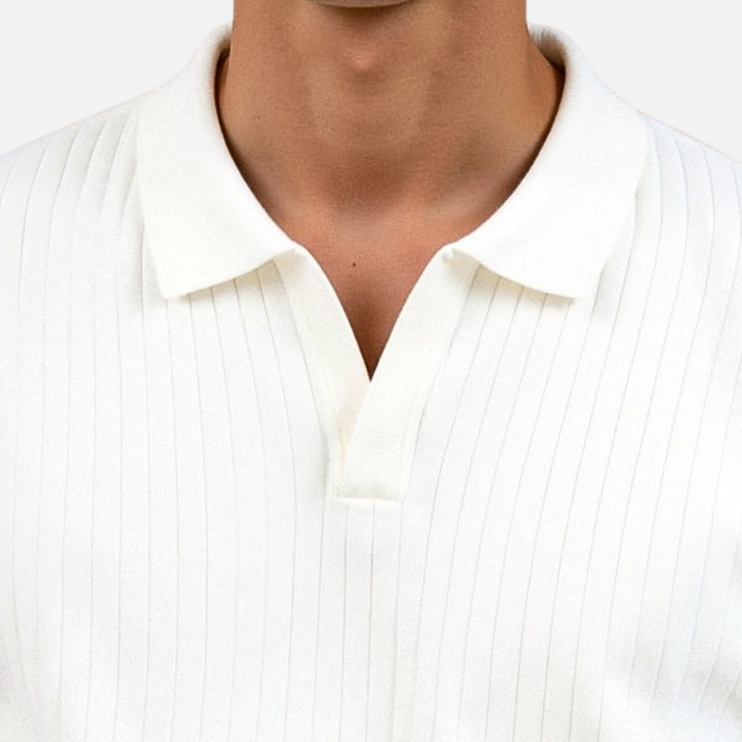 Men’s Long Sleeve Shirt - Striped Polo Shirt