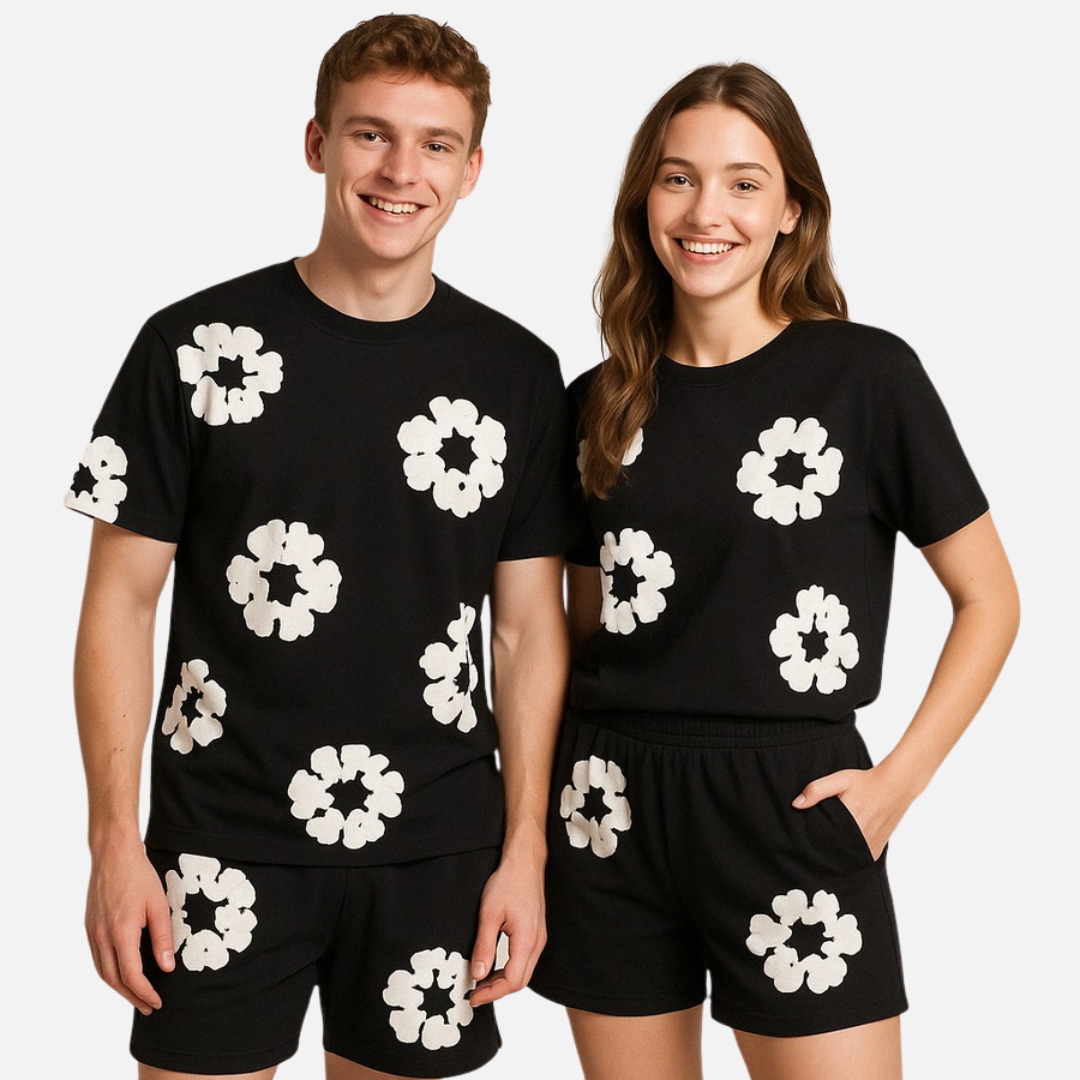 Unisex Floral Breathable T-Shirt & Shorts Outfit Set