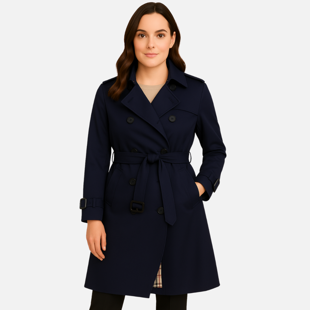 Women’s Warm Trench Coat – Classic Long Belted Coat for Autumn & Winter