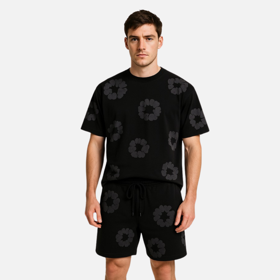 Unisex Floral Breathable T-Shirt & Shorts Outfit Set