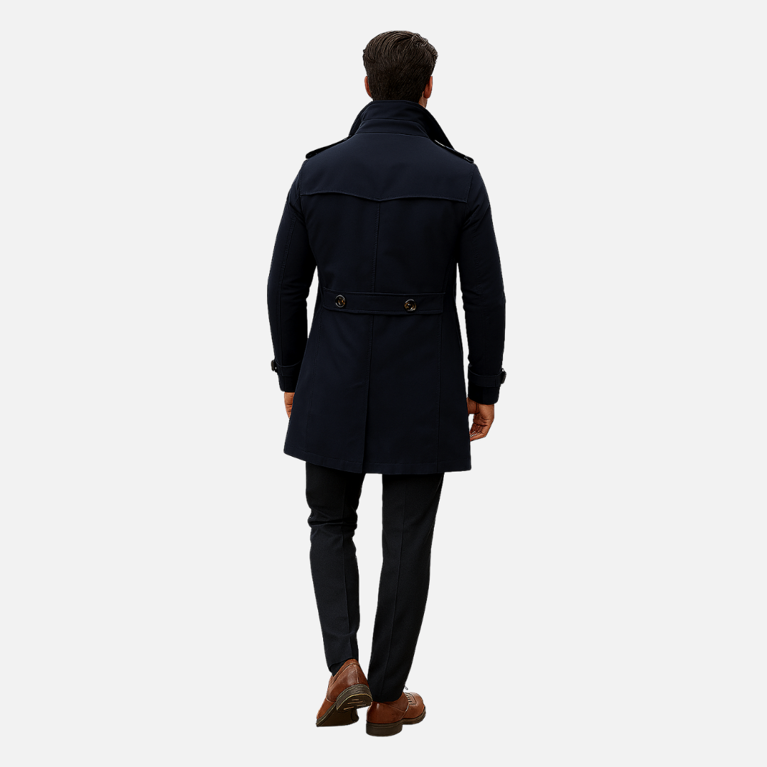 Men’s Long Trench Coat Jacket - Windproof Trench Coat