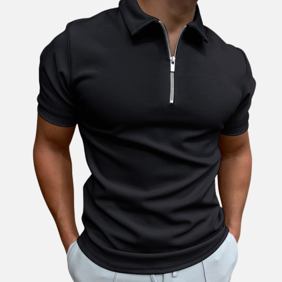 Men’s Short Sleeve Polo Half-Zipper