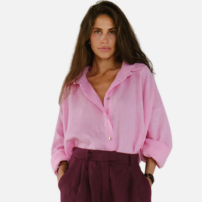 Women’s Long Sleeve Linen Oversized Shirt