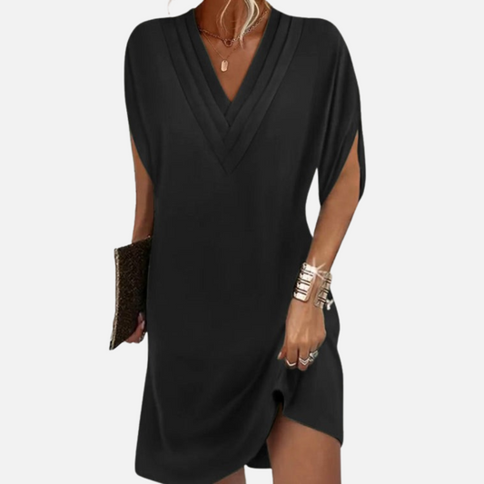 Women's V-Neck Dress - Elegant Midi Dress