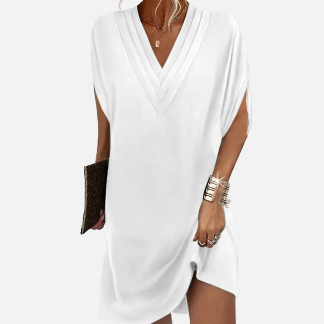 Women's V-Neck Dress - Elegant Midi Dress