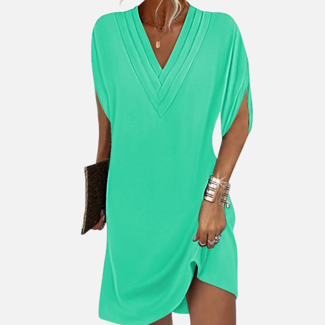 Women's V-Neck Dress - Elegant Midi Dress