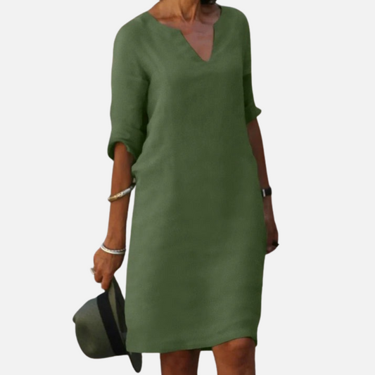 Women's Linen V-Neck Dress