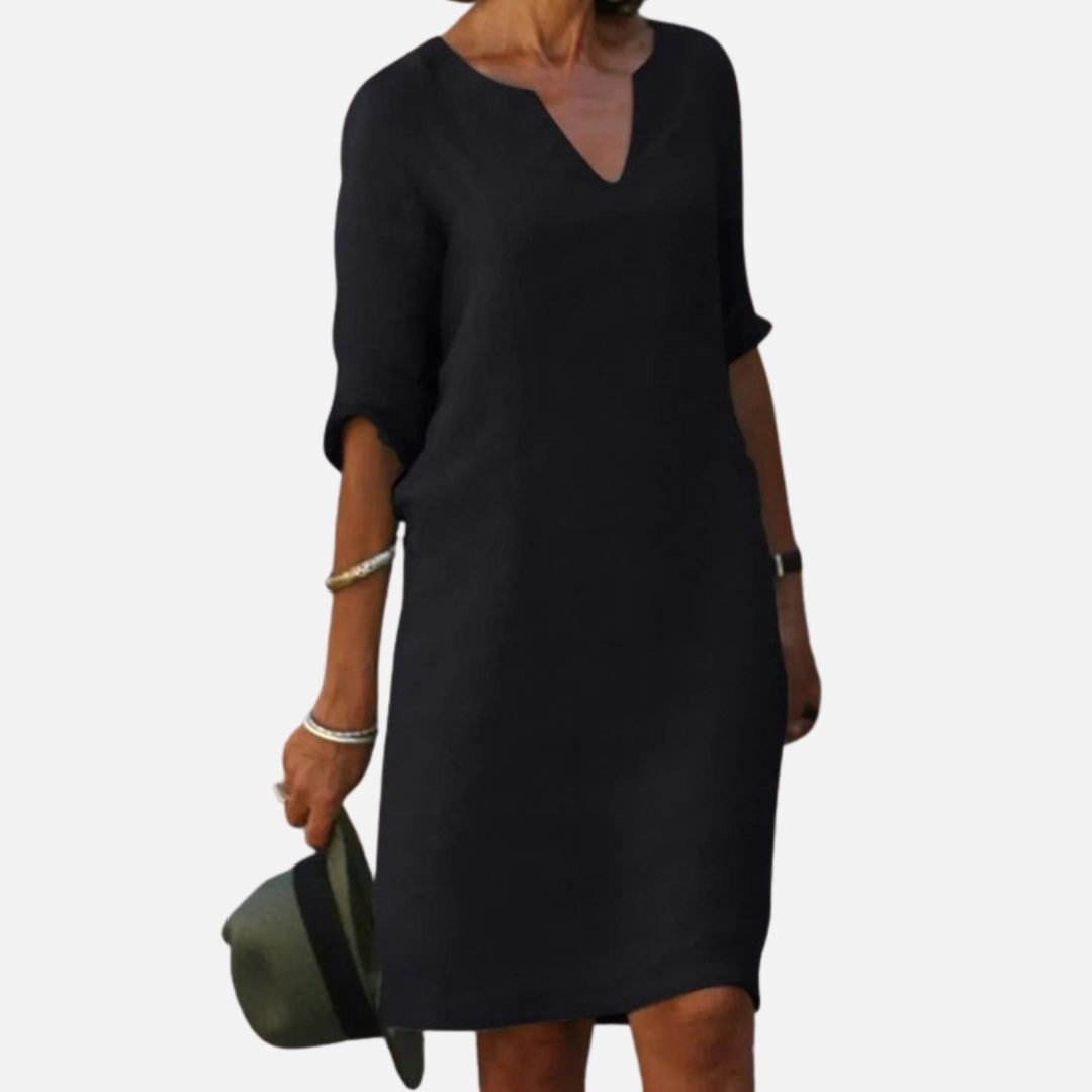 Women's Linen V-Neck Dress