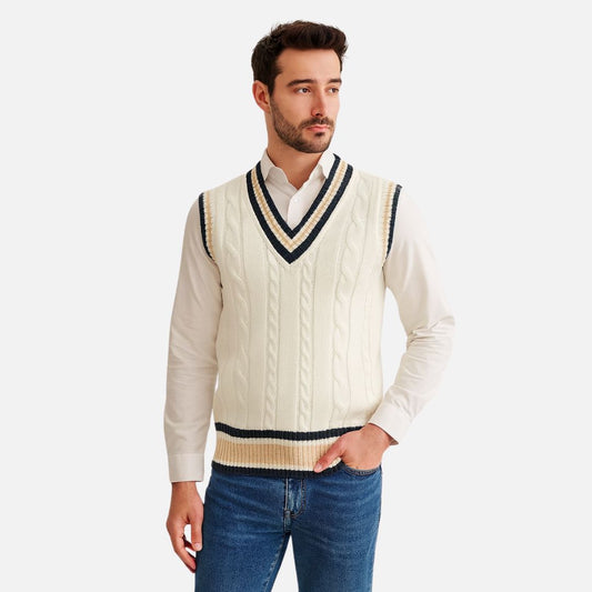 Men’s Old Money Sleeveless Vest - Knitted Pullover