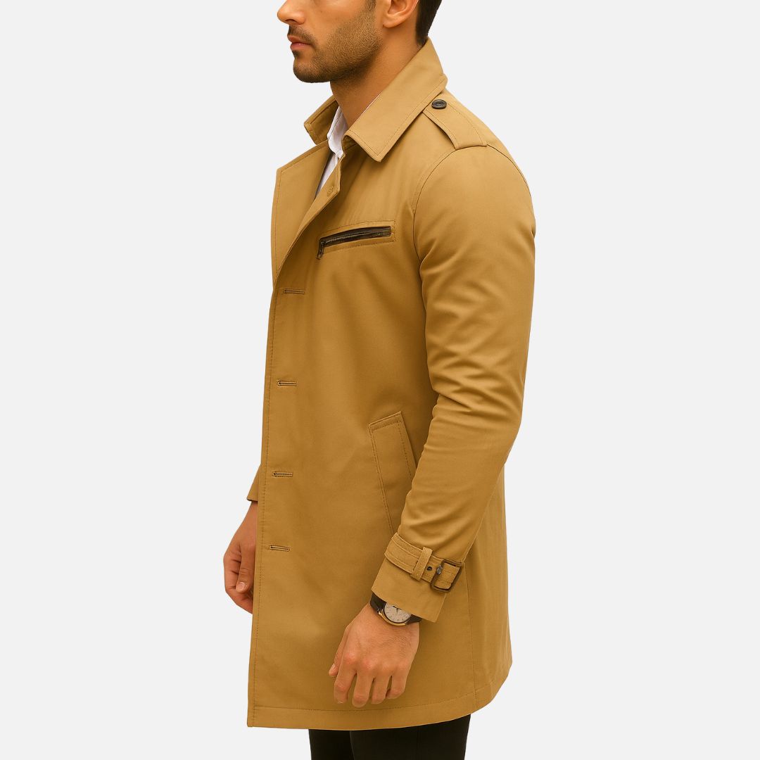 Men's Old Money Trenchcoat - Buttoned Long Jacket