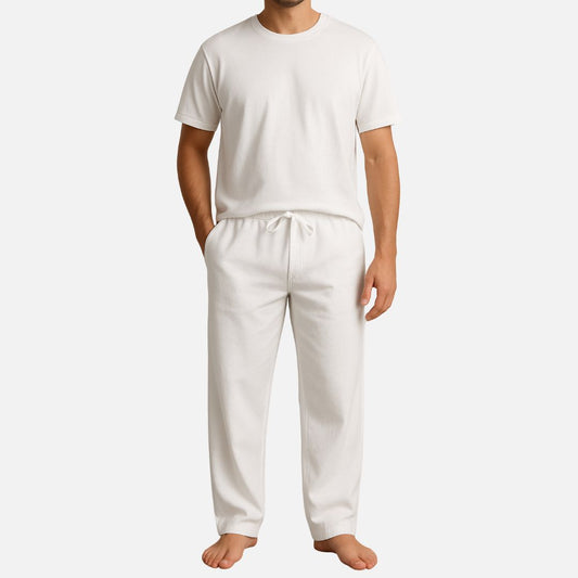 Men’s Linen Trousers - Long Wide-Leg Trousers