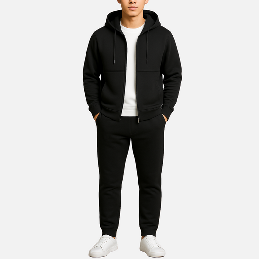 Men’s Luxury Zip-Up Tracksuit – 2-Piece Smart Casual Outfit