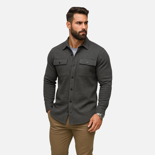 Men's Casual Long Sleeve Overshirt - Casual Knitted Jacket