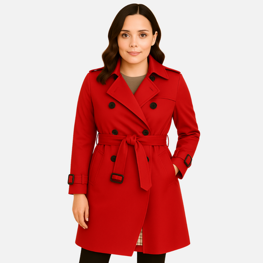 Women’s Warm Trench Coat – Classic Long Belted Coat for Autumn & Winter