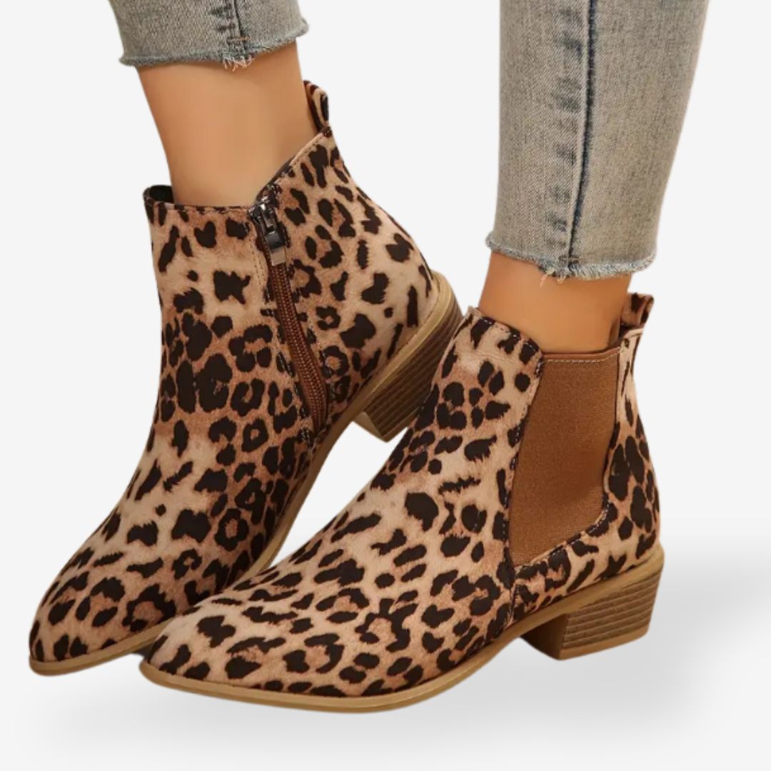 Women’s Panther Print Ankle Boots