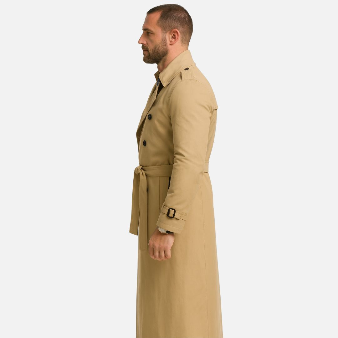 Men's Long Trench Coat - Insulated Trenchcoat Jacket