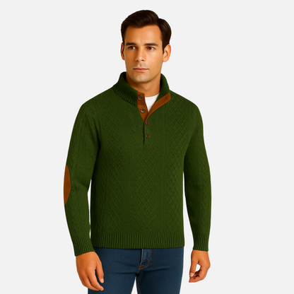 Men's Classic Wool Sweater - Buttoned Sweater