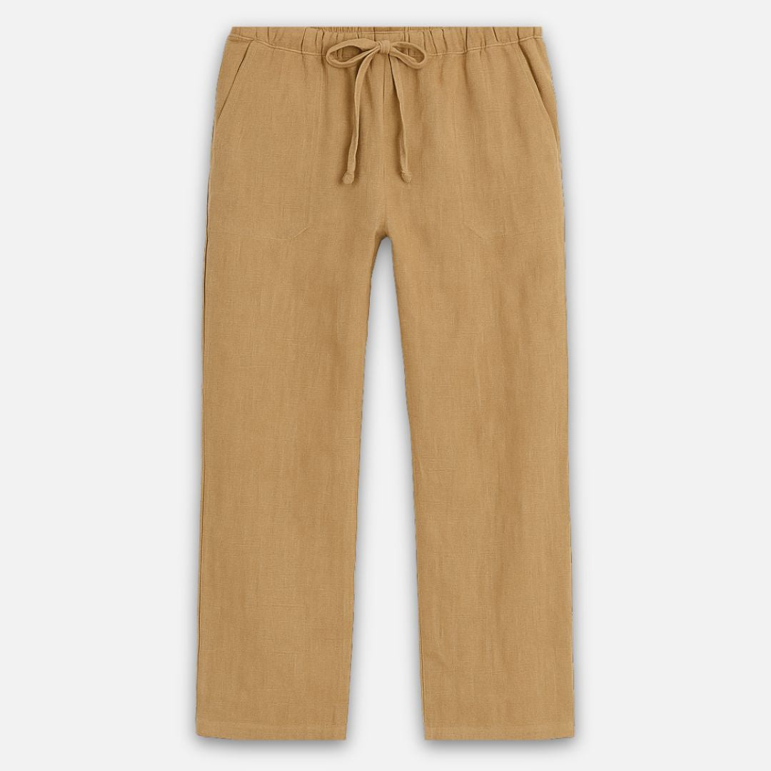 Men's Long Linen Trousers - Leisure Pants