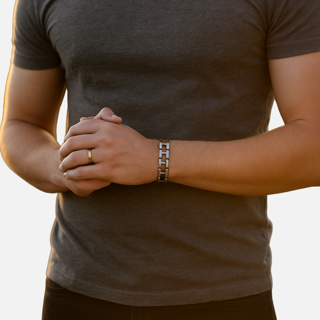 Men’s Wooden and Silver Bracelet - Antique Jewellery