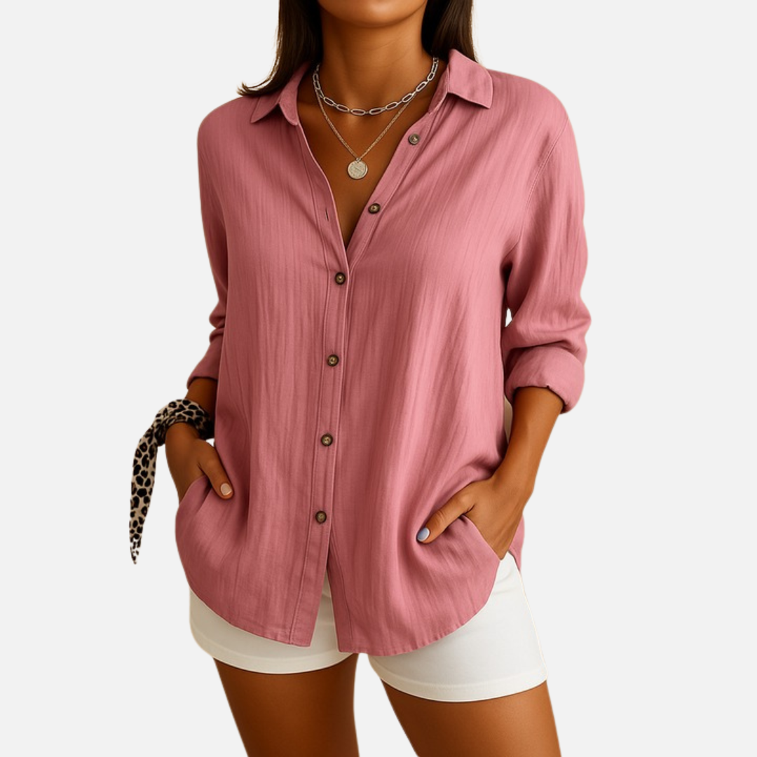 Women's Breathable Linen Button Up Shirt