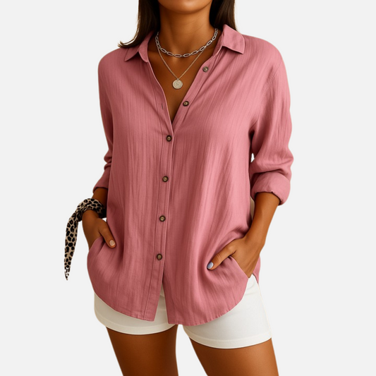 Women's Breathable Linen Button Up Shirt