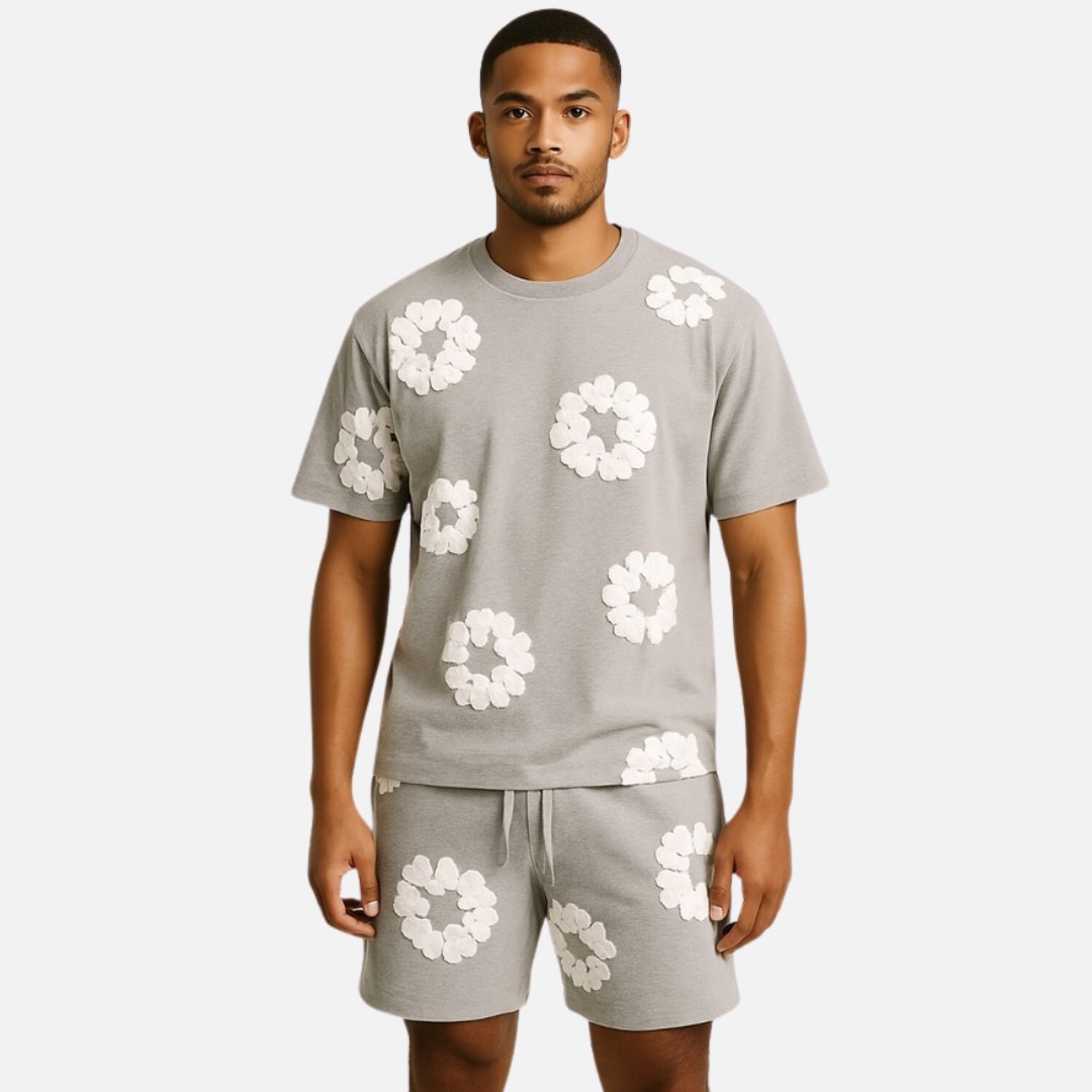 Unisex Floral Breathable T-Shirt & Shorts Outfit Set