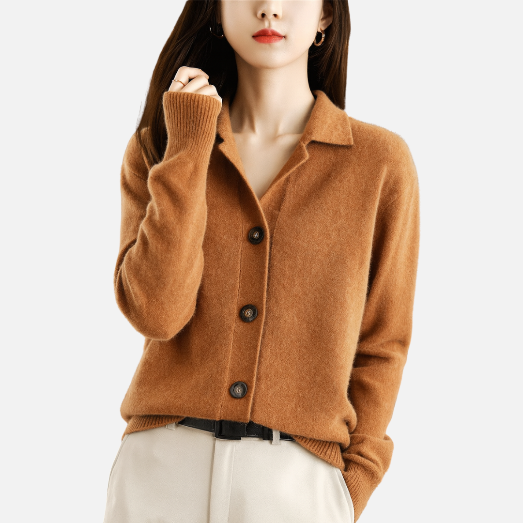 Women’s Elegant Cashmere Cardigan – Soft Button-Up Knit Jacket
