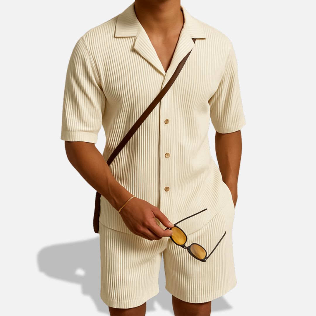 Linen Shirt & Shorts Set for Men – Breathable Summer Outfit